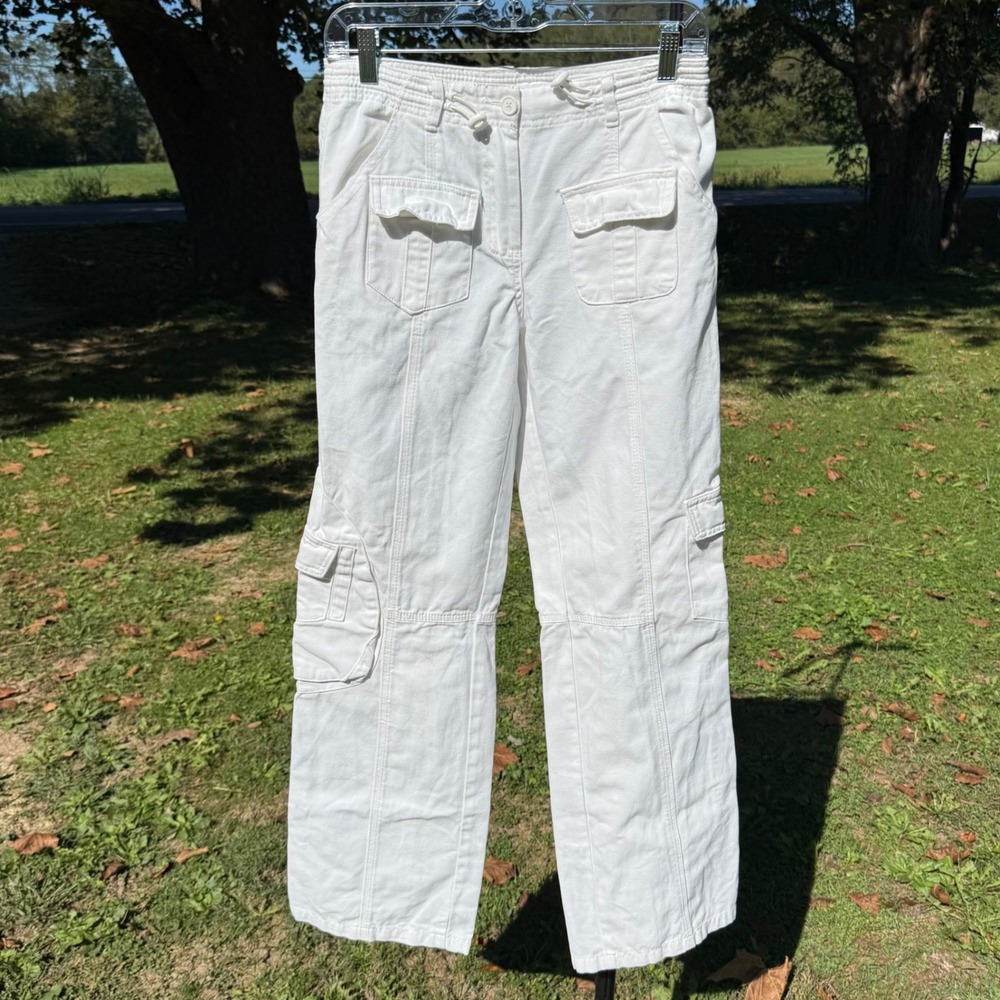 Brandy Melville J. Galt White Cargo Pants Wide Leg Utility Trousers Women Resort